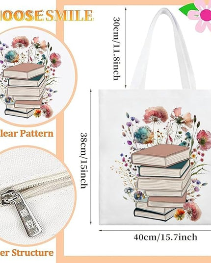 Canvas Tote Bag with Zipper Handles for Women Bridesmaid Birthday Wedding Mother Ladies Shopping Gift Bags