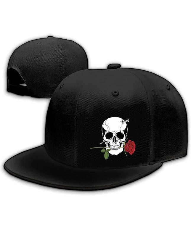 Skull Finger Flat Bill Hats for Men Black Mens Snapback Hat Baseball Cap Fitted Hat Rock N Roll Skeleton Hand Snap Backpack