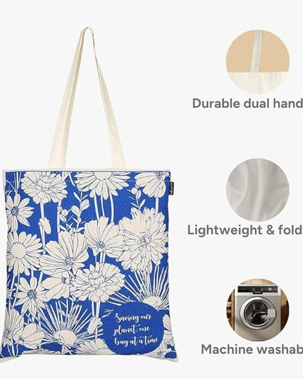 Eco Right Tote Bag for Women, Reusable Grocery Bag, Canvas Tote Bag for Shopping, Cotton Bag for Daily Use, Gifts for Women