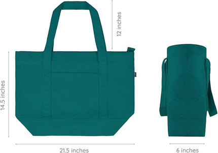 Eco Right Canvas Tote Bag for Women with Zip & Inner Pocket, 100% Organic Cotton Tote Bags for Men, Shopping, Beach