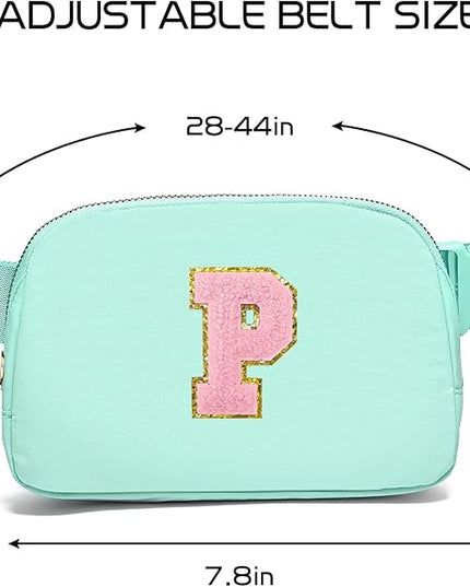 Gitus Belt Bag Fanny Pack Crossbody Bags with Initial Letter Patch Cute Stuff Birthday Gifts for Teenager Girls Trendy Preppy Stuff for Teen Girls Cool Stuff for Teens (Mint Green-P)
