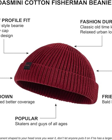 2 Pack Fisherman Beanie Hats for Men Women,Knit Trawler Skull Cap,Watch Cap,Spring Fall Winter Warm Short Hats
