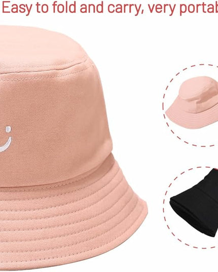Cotton Bucket Hat for Women Men Summer Travel Sun Beach Bucket Cap, Unisex Outdoor Fisherman Hat