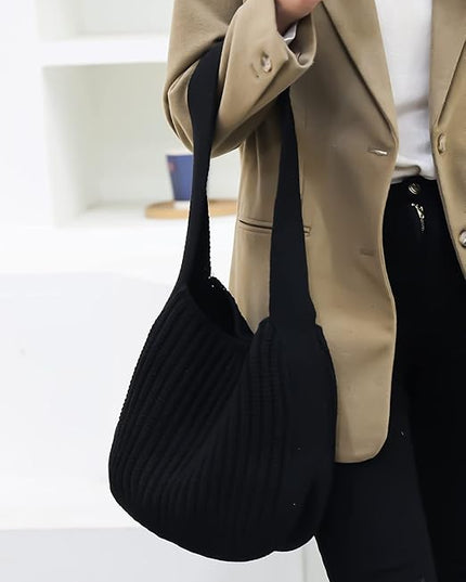 ENBEI Women's Crochet Tote Bag Knit Shoulder bag,Aesthetic Bag,Cute Eco-Friendly Tote for Travel,Daily Use,Gift Box Packaging