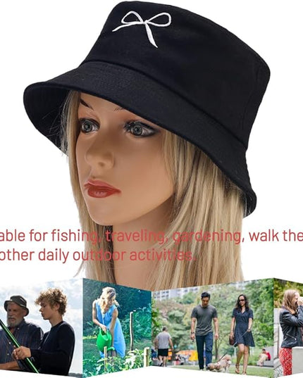 Cotton Bucket Hat for Women Men Summer Travel Sun Beach Bucket Cap, Unisex Outdoor Fisherman Hat