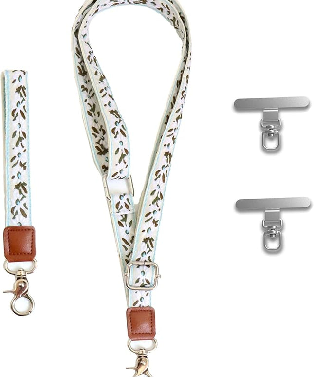 LEMEDE Wrist Keychain and Adjustable Phone Lanyard, Silver Hook Phone Crossbody Strap with 360° Rotating Phone Pads