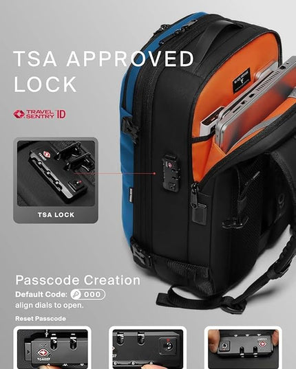 BlackVoyage Vortex Vacuum Seal Travel Backpack 60L Expandable Air Compression System Water Resistant TSA Lock Carry-On Suitcase Luggage Blue AERO - Vacuum Pump Included