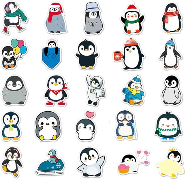 Cartoon Penguin Vinyl Stickers, 50 PCS Waterproof Animal Decals for Laptops, Scrapbooking, Notebooks, Water Bottles, Suitcases, Phones & DIY Decor