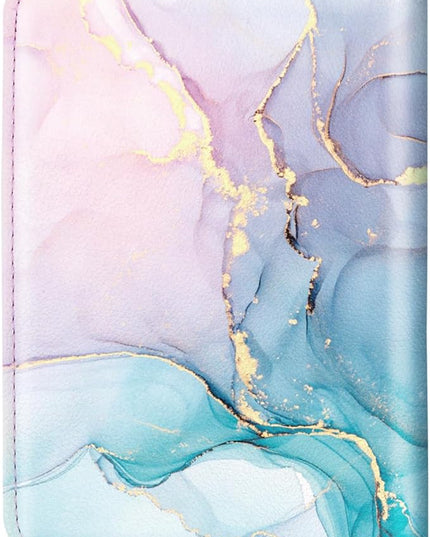 Passport Holder Cover Travel RFID Blocking Passport Cover Rose Gold Cute Flowers Passport Wallet with Elastic Band for Women
