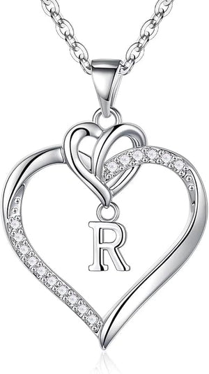 STORUP Christmas Gifts for Women Teen Girls - Heart Initial Necklaces for Women Girls, 14K-Gold-Plated Cubic Zirconia Initial A-Z Pendant Dainty Heart Necklaces for Teen Girl Jewelry Birthday Gifts