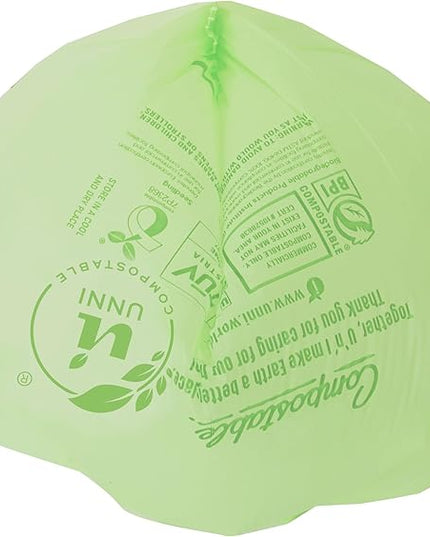 UNNI Compostable Trash Bags, 13 Gallon / 49.2 Liter, 50 Count, Extra Thick 0.9 Mil Tall Kitchen Food Scrap Bin Liners, Certified by BPI, CMA & OK compost HOME, Meets the ASTM D6400 Standard