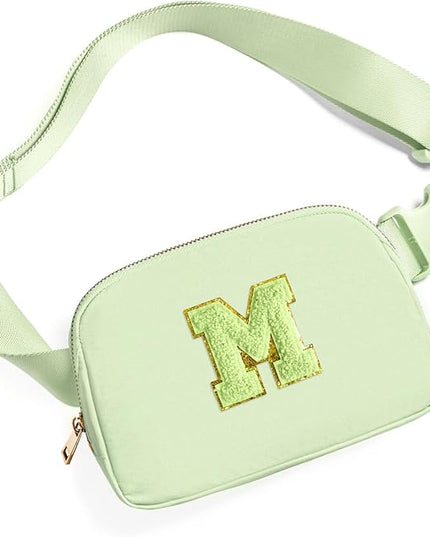Gitus Gifts for 8 9 10 11 12 Year Old Girls Belt Bag Fanny Pack Crossbody Bags with Initial Letter Patch Cute Stuff Birthday Gifts for Teen Girls Women Personalized Trend Stuff (Light Green-M)