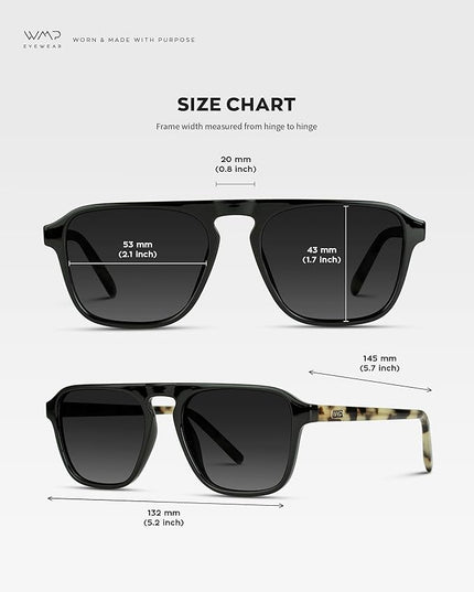 WearMe Pro Polarized Modern Aviator One-Bridge Square Mens Sunglasses