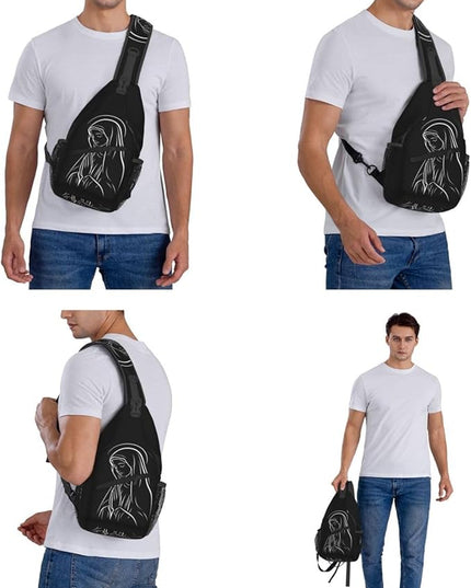 Our Lady of Guadalupe Sling Bag Crossbody Bags Clovers Chest Bag for Travel Hiking for Men Women Line Mary 1