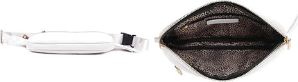 LOVESOME Vegan Leather Everywhere Fashion Waist Bag Fanny Pack Crossbody Bag Belt Bag Sling Bag with Adjustable Strap for Women (White)
