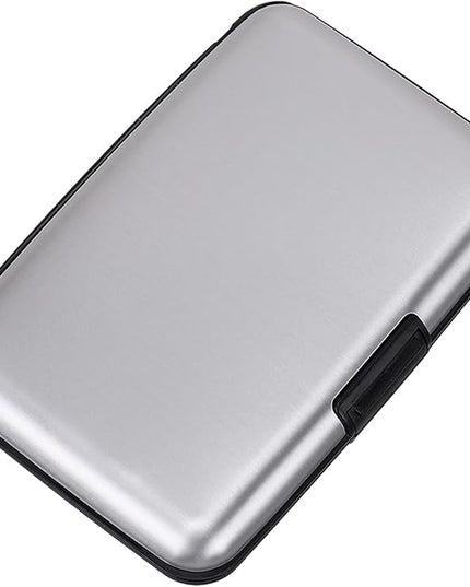 ELFISH Mini RFID Aluminum Wallet Credit Cards Holder Business Card Case Metal ID Case for Men Women (Silver)