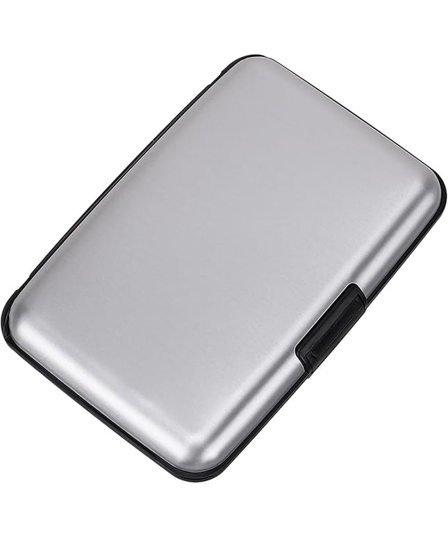 ELFISH Mini RFID Aluminum Wallet Credit Cards Holder Business Card Case Metal ID Case for Men Women (Silver)