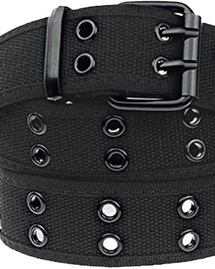 moonsix Canvas Web Belts for Men,Solid Color Casual Double Hole Grommet Belt
