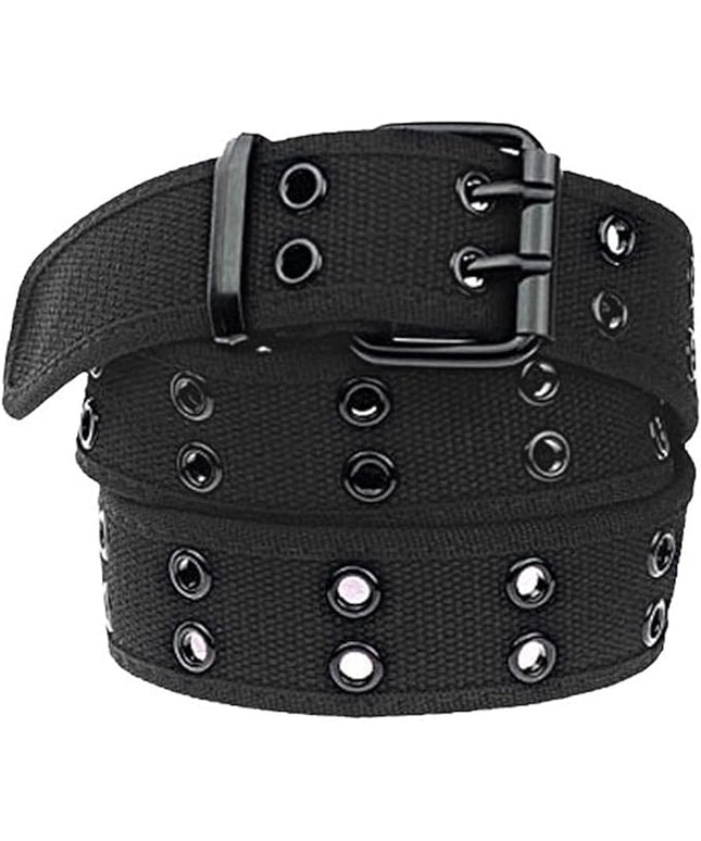 moonsix Canvas Web Belts for Men,Solid Color Casual Double Hole Grommet Belt