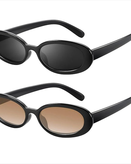 DANAMY Sunglasses Womens Retro Oval Sunglasses for Women Men Fashion Small Oval Sun Glasses 90s Vintage Driving Shades