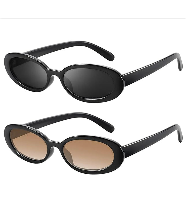 DANAMY Sunglasses Womens Retro Oval Sunglasses for Women Men Fashion Small Oval Sun Glasses 90s Vintage Driving Shades
