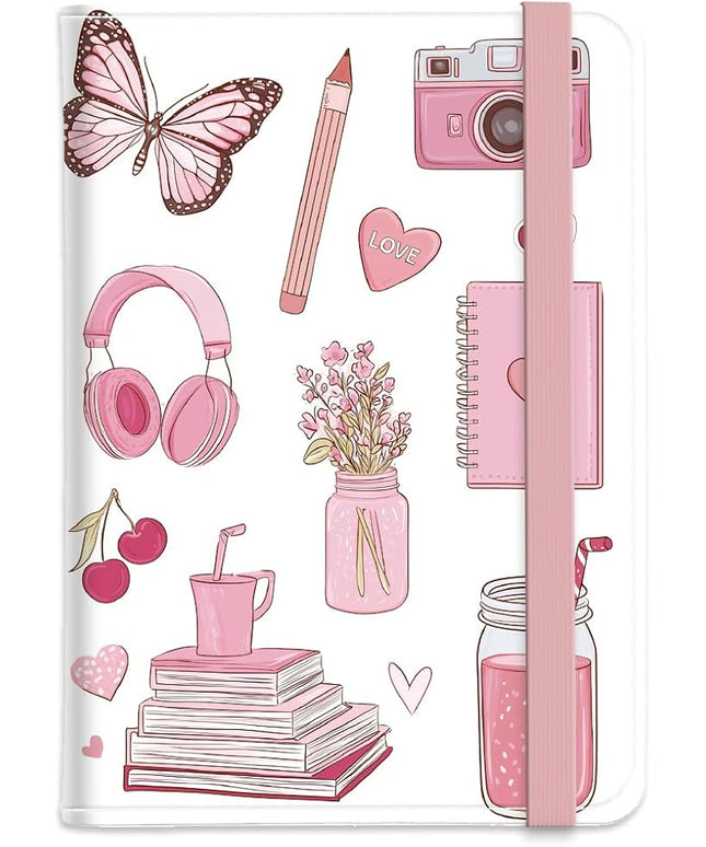 PU Leather Passport Holder Cover 5.9×4.3 Inch with Credit Card Slot and Boarding Pass Slot Combo Blocking Passport Holder Wallet Cover Case for Travel Boarding Essentials (Pink)