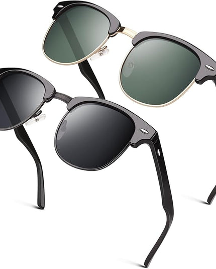GQUEEN Classic Horn Rimmed Semi Rimless Polarized Sunglasses for Men Women GQO6