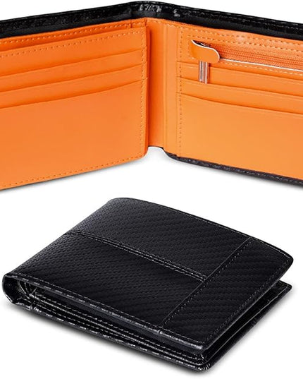 Swallowmall Leather Wallet for Mens Genuine Leather RFID Blocking Bifold Wallets with 1 ID Windows 15 Card Slots