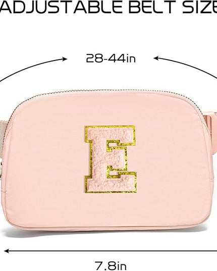 Gitus Gifts for 8 9 10 11 12 Year Old Girls Belt Bag Fanny Pack Crossbody Bags with Initial Letter Patch Cute Stuff Birthday Gifts for Teen Girls Women Personalized Trend Stuff (Coral Pink-E)