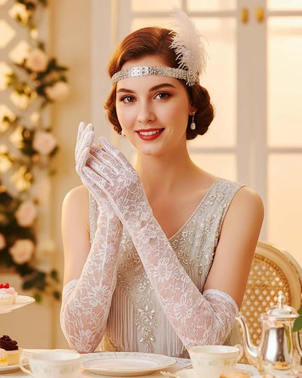 Campsis Floral Lace Gloves Long Lace Gloves