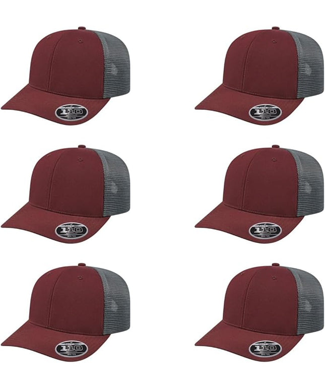 Cap America i8502 Flexfit 110 Premium Mid Profile 6-Panel Mesh Back Trucker Cap Hat w/UV Guard & Adjustable Snapback