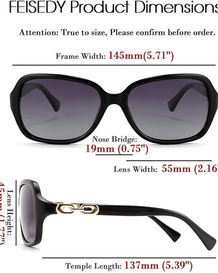 FEISEDY Vintage Square Polarized Sunglasses for Women UV400 Travel Driving Fashion Arcuate Sunglasses B2526