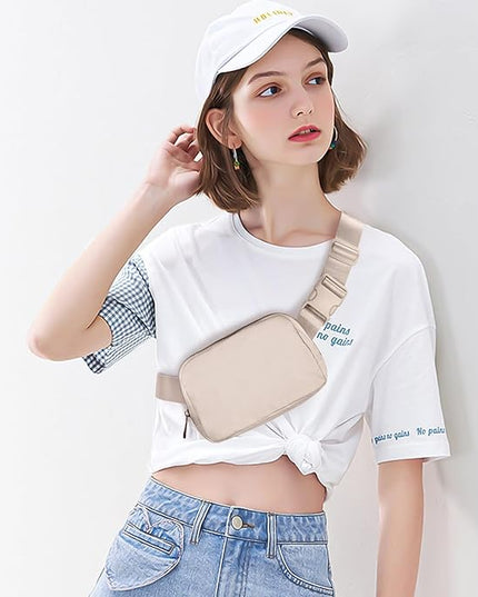 Belt Bag for Women Fanny Pack Crossbody Bags for Women Fashion Waist Packs with Adjustable Strap Gifts for Teen Girls Women Men (Beige)