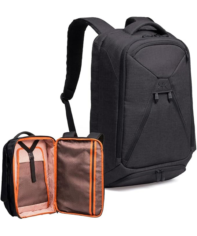 Knack Series 1 Laptop Backpack Fits up to 15 Inch - Knack Bags Carry-On Backpack, TSA Approved, Expandable Travel Backpacks With 3 Day Outfit Capacity (Stealth Black, Medium)