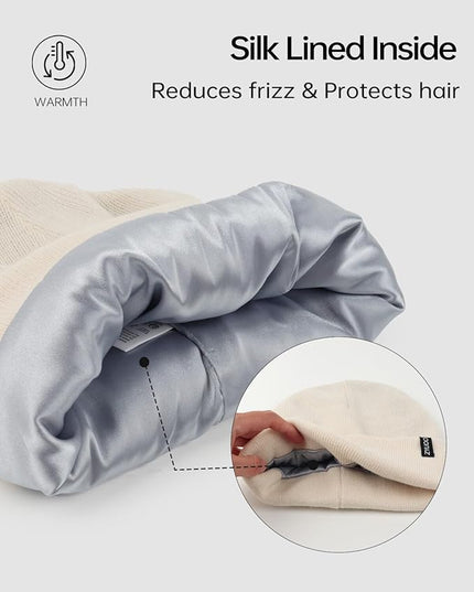 Zylioo Plus Size Fleece Lined Beanie Hat,2XL/XL/L/M/S Thermal Knitted Hat,Winter Warm Lined Snow Hats for Women Men