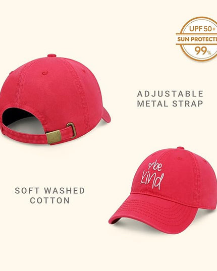 CHOK.LIDS Be Kind Trendy Womens Baseball Cap Unisex Fashion Cotton Polo Style Fun Inspirational Saying Seasonal Headwear