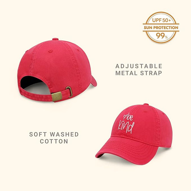 CHOK.LIDS Be Kind Trendy Womens Baseball Cap Unisex Fashion Cotton Polo Style Fun Inspirational Saying Seasonal Headwear