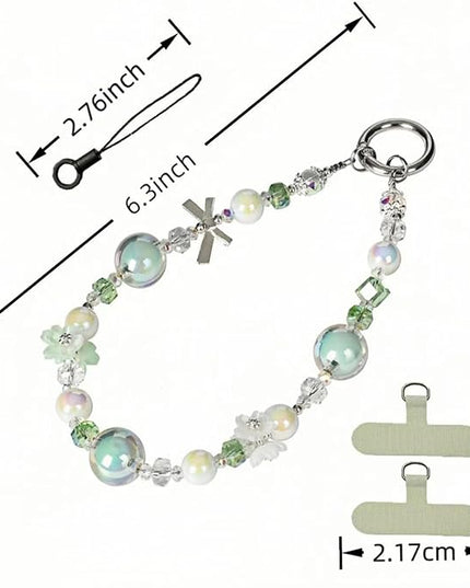 Handmade Flower & Butterfly Phone Wrist Strap Lanyard - Detachable Anti-Drop Strap with 2 Tether Tabs -Women's Gift