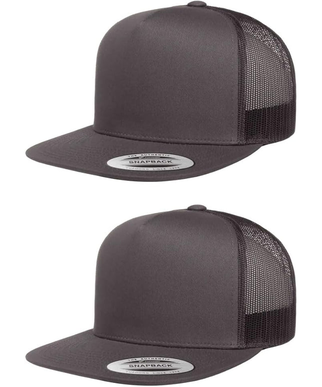Yupoong 5-Panel YP Classic Trucker Cap | High Profile Flat Visor Snapback | OSFM | Bulk Packs Available