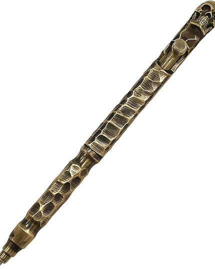 Vintage Bolt Action Pen: Heavy Brass Ballpoint Pen – luxury Skull Design, Refillable for Smooth Writing
