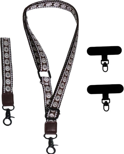 Adjustable Lanyard for Phone, Camera, Name Tags, ID card, Keychain and Wristlet Straps with 2 phone pads(Black)