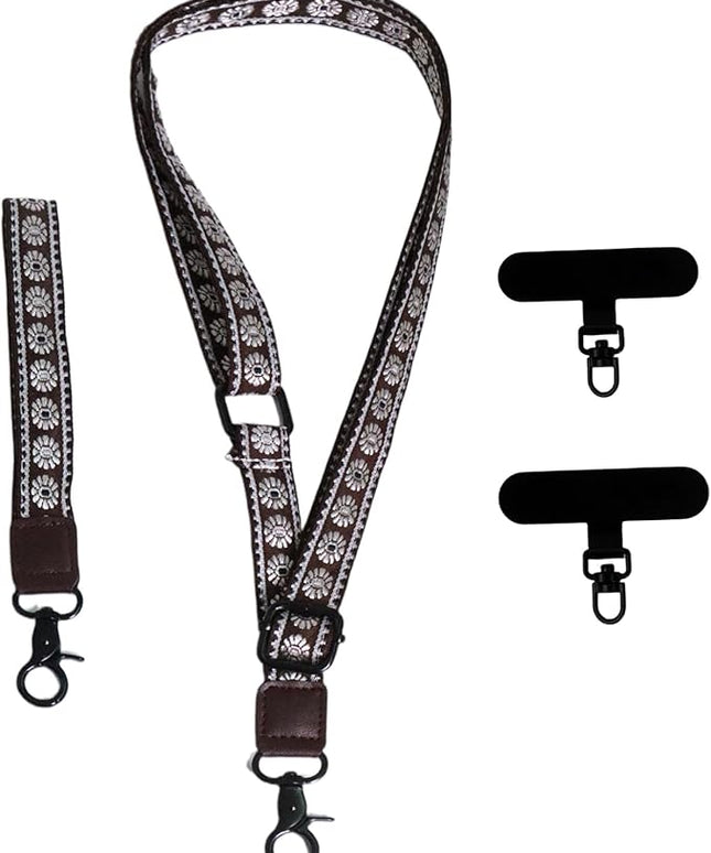 Adjustable Lanyard for Phone, Camera, Name Tags, ID card, Keychain and Wristlet Straps with 2 phone pads(Black)