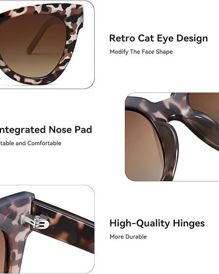 Dollger Retro Cat Eye Sunglasses Women Men Vintage Square Tortoise Shell Fashion Cateye Sunglasses