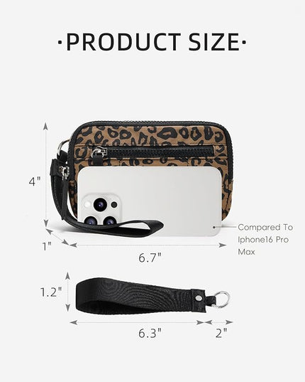 WESTBRONCO Wristlet Wallets for Women Nylon Quilted RFID Wallet with 3 Zipper Purse for Travel