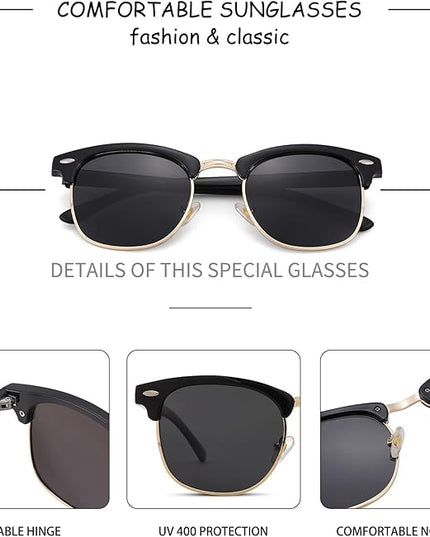 Pro Acme Semi-Rimless Polarized Sunglasses UV 400 Protection for Women Men