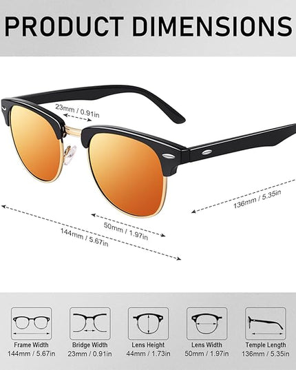GQUEEN Classic Horn Rimmed Semi Rimless Polarized Sunglasses for Men Women GQO6