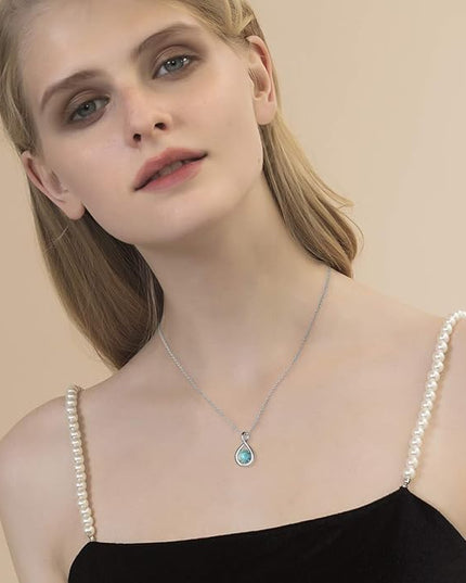 FANCIME Birthstone Necklaces for Women Fine Jewelry Sterling Silver Dainty Infinity Pendant Anniversary Birthday Christmas Gifts for Her Wife Mom Lady Daughter, Chain 16"+2" Extend