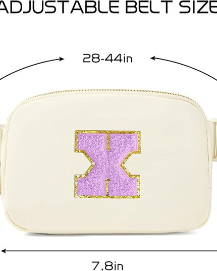 Gitus Gifts for 8 9 10 11 12 Year Old Girls Belt Bag Fanny Pack Crossbody Bags with Initial Letter Patch Cute Stuff Birthday Gifts for Teen Girls Women Personalized Trend Stuff (Ivory-X)