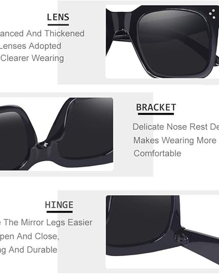 Vintage Women Oversized Sunglasses Designer Luxury Square Sun Glasses UV400 Protection Flat Lens