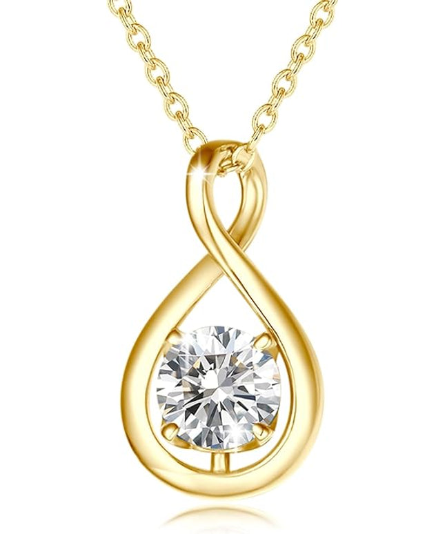 FANCIME Birthstone Necklaces for Women Fine Jewelry Sterling Silver Dainty Infinity Pendant Anniversary Birthday Christmas Gifts for Her Wife Mom Lady Daughter, Chain 16"+2" Extend